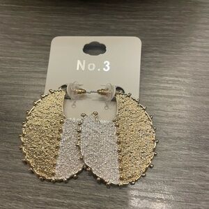 New Boutique Textured Metal Two-Toned Gold Earrings